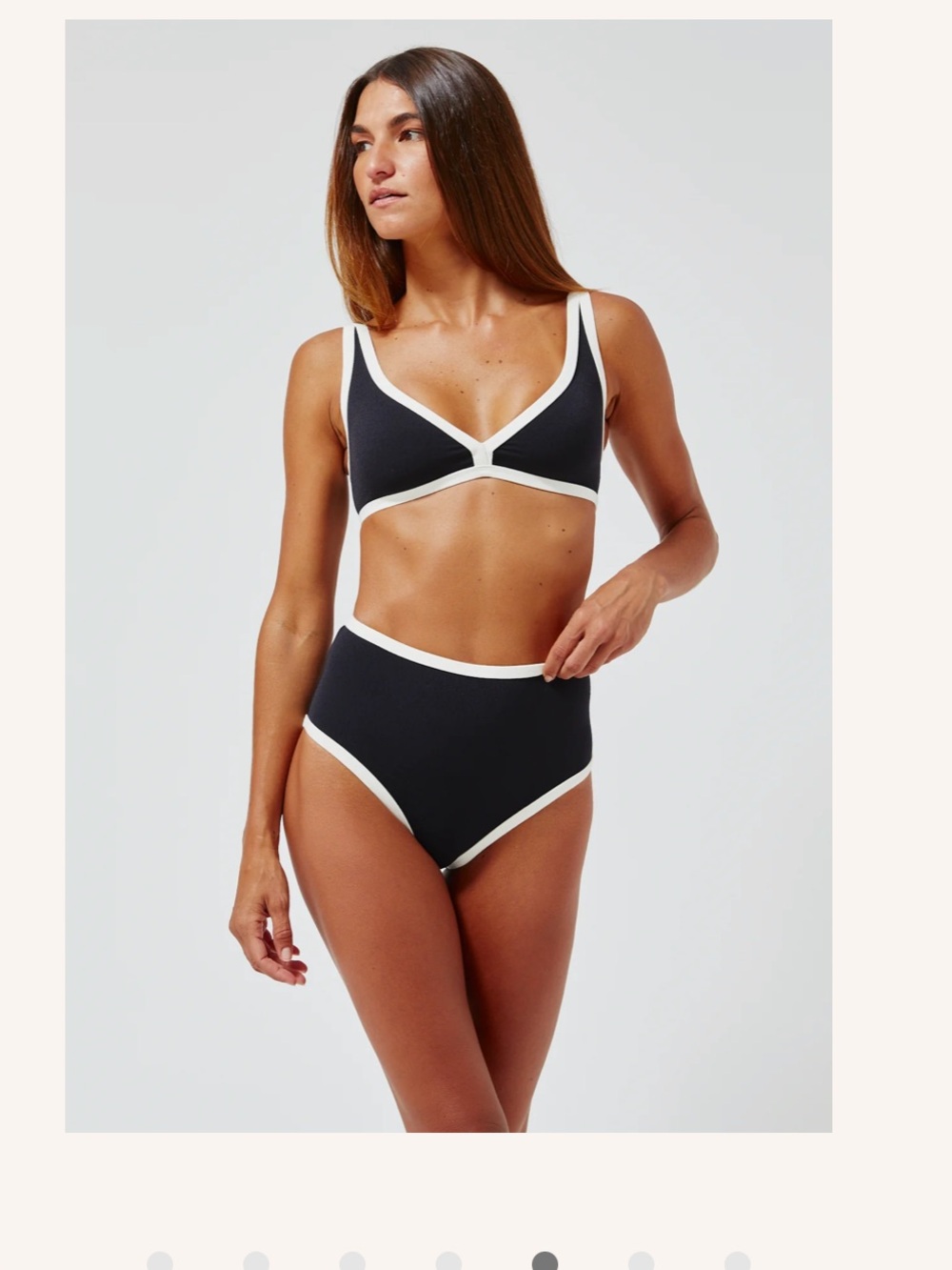 Lisa Marie Fernandez Maria Black High-Waist Bikini with White Trim